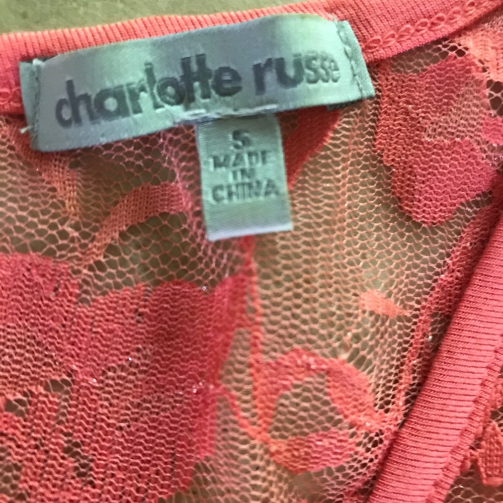 Charlotte Russe Lace Short Sleeve Top - Picture 2 of 3
